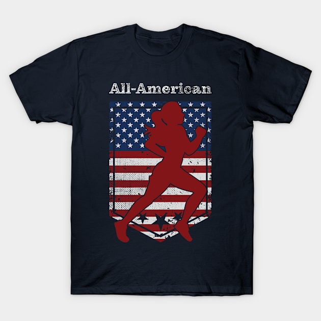 Patriotic All-American Track & Field Vintage Distressed T-Shirt by CoffeeandTeas